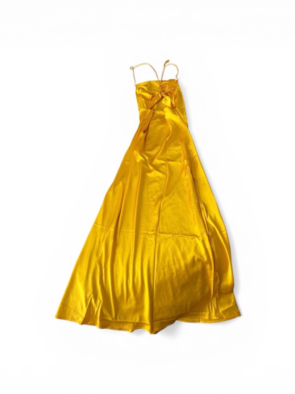 Golden Satin Slip Dress with Bow Detail size small